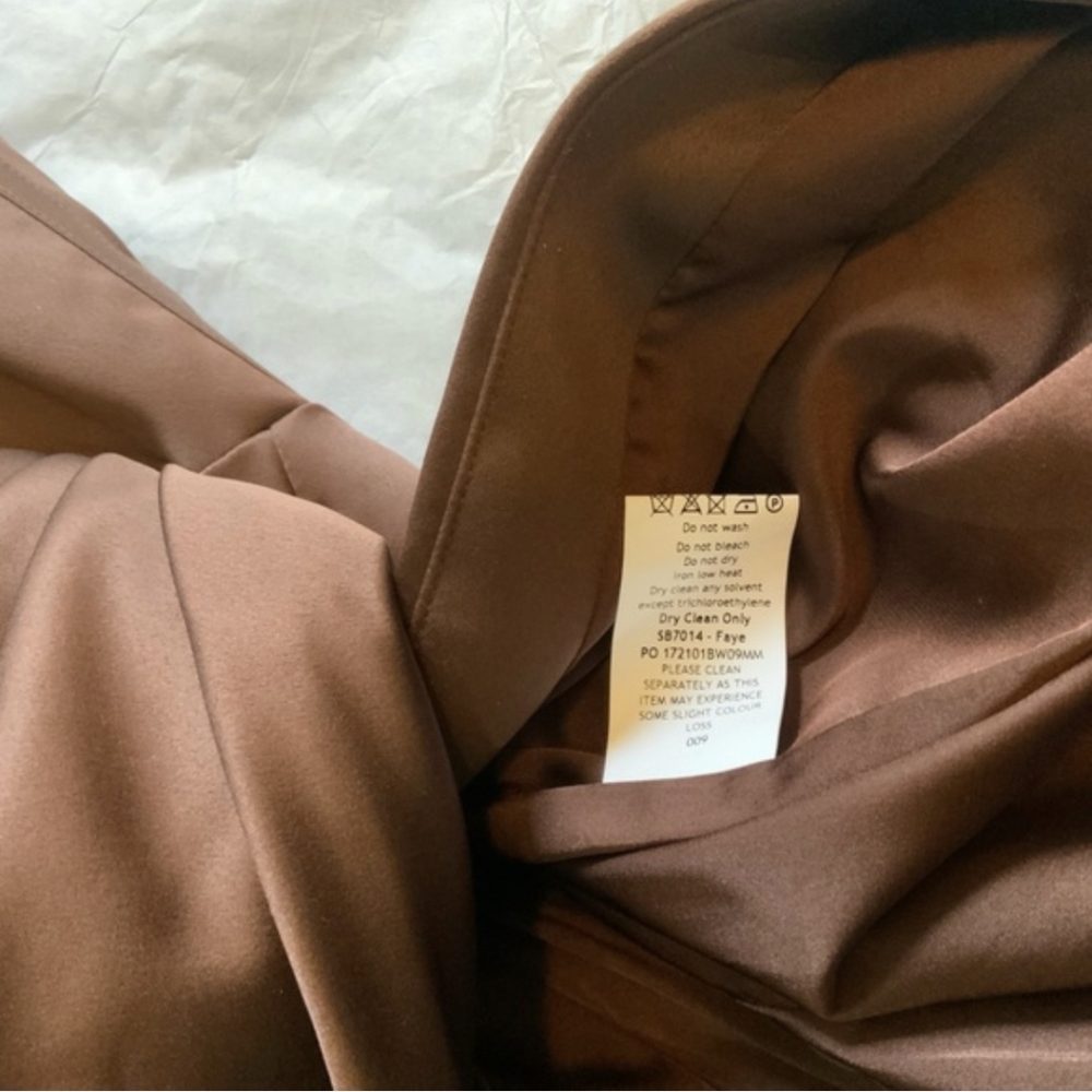 HOUSE OF CB 'Faye' Chocolate Satin Pleated Midi Dress - Picture 6 of 7